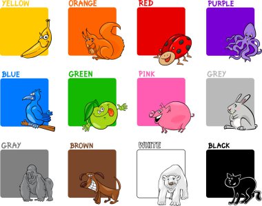 Primary colors cartoon set clipart