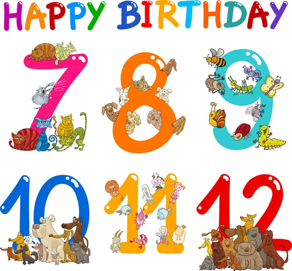 Conjunto de dibujos animados aniversario de cumpleaños — Vector de stock