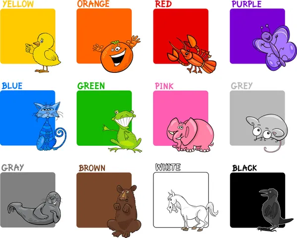 Colores primarios conjunto de dibujos animados — Vector de stock