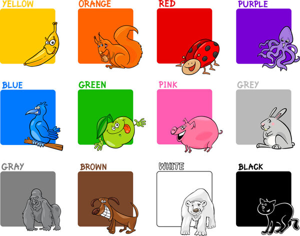 Primary colors cartoon set