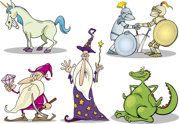 Cartoon Fantasy Characters Set — Stock Vector