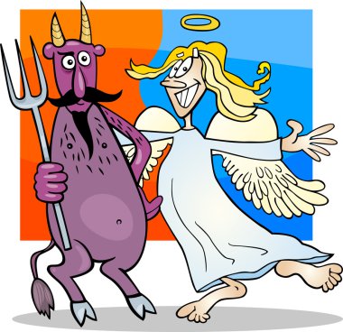 Angel and Devil in Friendship Cartoon clipart