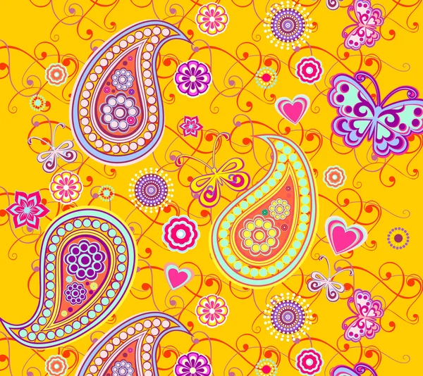 Шаблон с цветами и бабочками — стоковый вектор