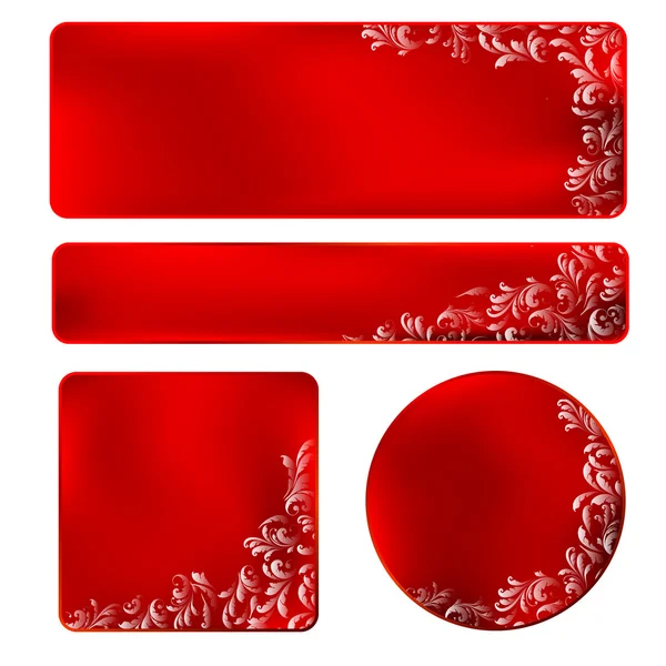 Červený rámeček s bílými ornamenty — Stockový vektor