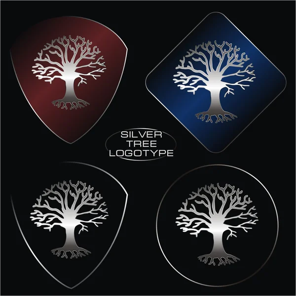 Срібло дерево логотип — стоковий вектор