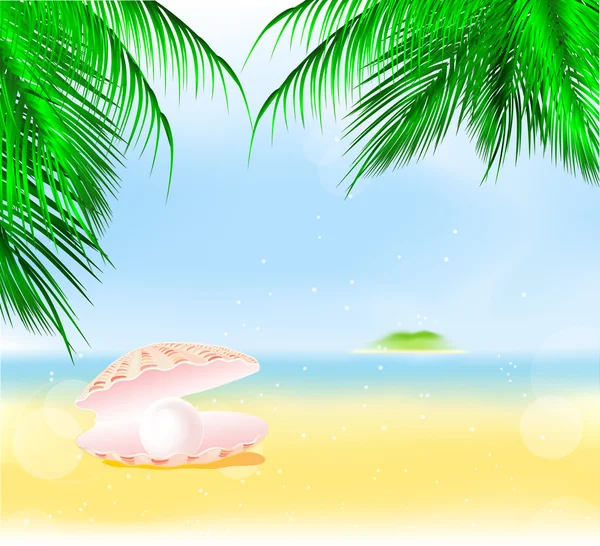 Playa de palma de verano — Vector de stock