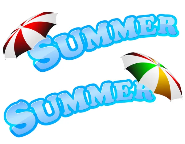 夏天标志与伞 — 图库矢量图片