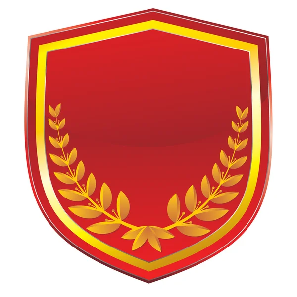Escudo vermelho com azeitona dourada — Vetor de Stock