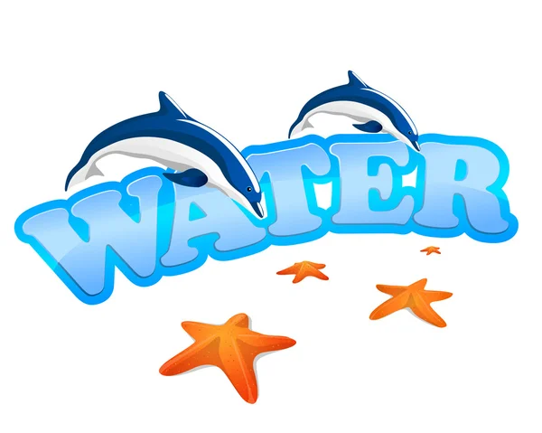 イルカと一緒に水のサイン — ストックベクタ