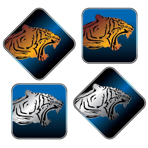 Tiger Ikonuppsättning — Stock vektor