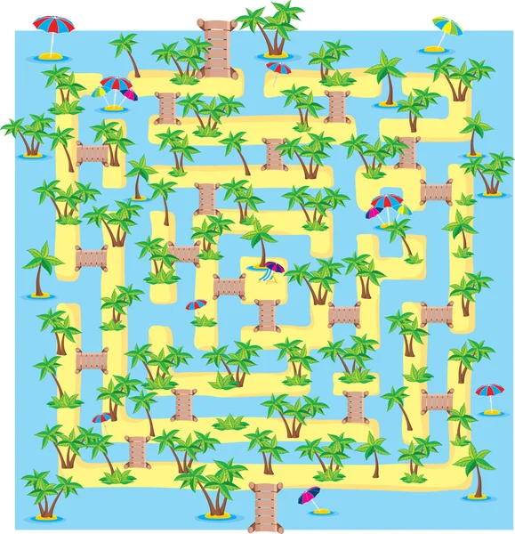 Tropisches Sommer-Labyrinth — Stockvektor