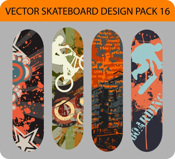 Skateboard design pack 16 — Stock vektor