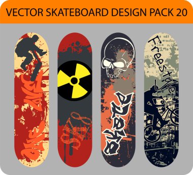 Skateboard design pack 20 clipart