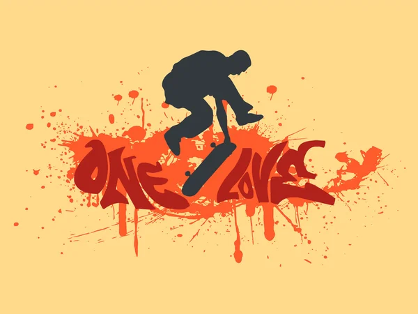 Één liefde skateboarden — Stockvector