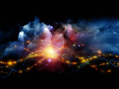 Colorful three dimensional fractal clouds clipart