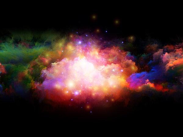 Artistic background for use with projects on art, spirituality, painting, music , visual effects and creative technologies , made of clouds of fractal foam and abstract lights