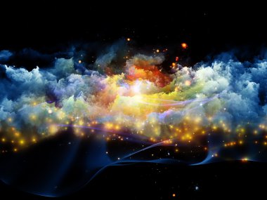 Colorful three dimensional fractal clouds clipart