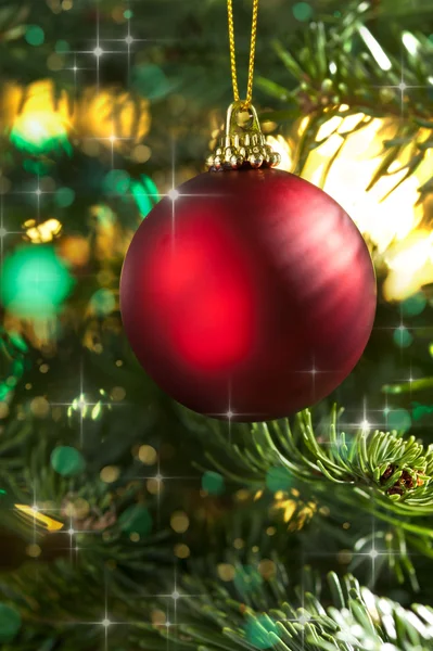 Decorative red Christmas bauble — Stock Photo, Image