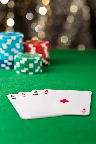 Quatro ás numa mesa de póquer — Fotografia de Stock