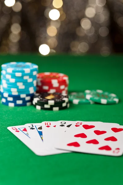 Straight flush in een pokerspel — Stockfoto