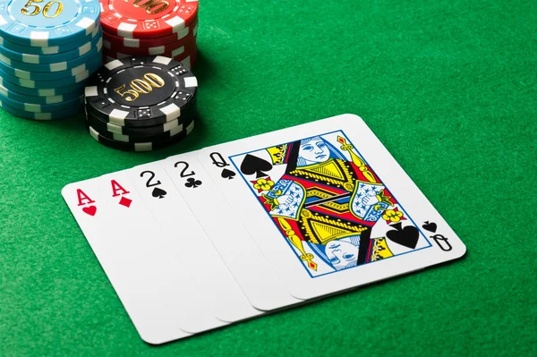 포커 게임에서 두 쌍 — 스톡 사진