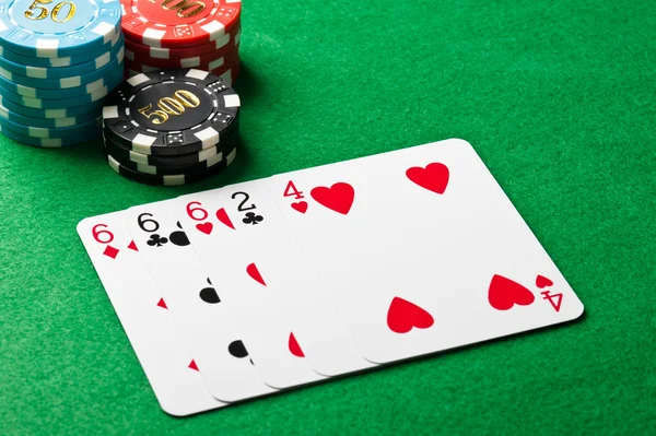 Three of a kind in poker — Stock Photo, Image