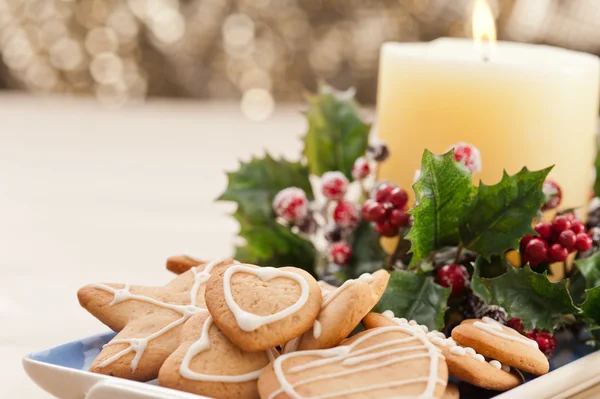 Christmas cookies, short bread in festive setting — Stock Photo, Image