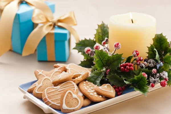 Christmas cookies, and presents — Stock Photo, Image