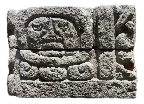 Ruínas maias, cara de Deus em pedra Copan — Fotografia de Stock