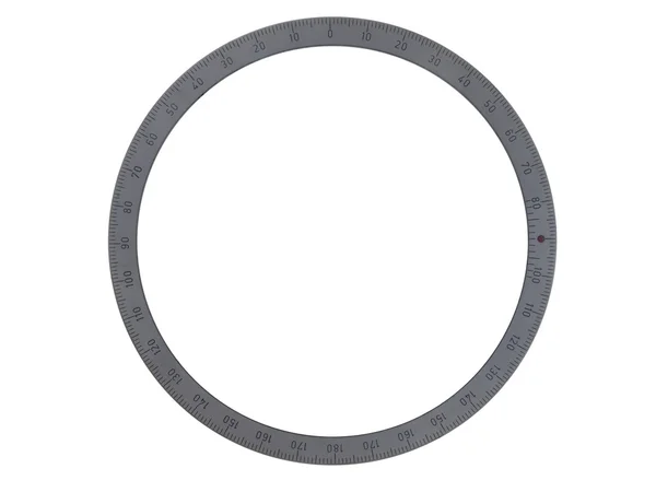 Disc metalic cu clasificarea în jurul marginilor, izolat pe alb — Fotografie, imagine de stoc