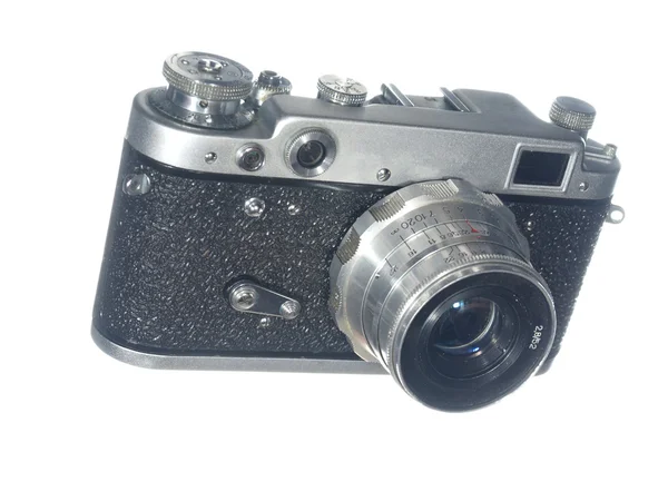Klassieke vintage camera, geïsoleerd op witte achtergrond — Stockfoto