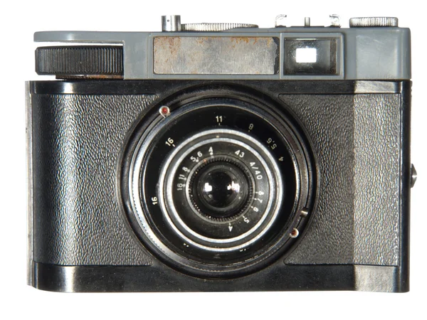 Very old classic camera body is broken, isolated on white backgr — Stock Photo, Image