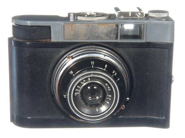 Very old classic camera body is broken, isolated on white backgr — Stock Photo, Image