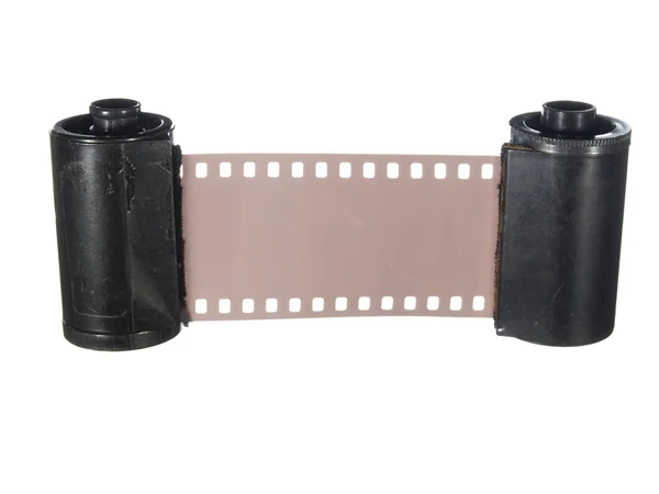 Twee oude cassettes met fotografische film, geïsoleerd op een witte ba — Stockfoto