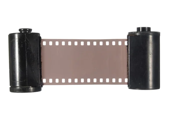 Twee oude cassettes met fotografische film, geïsoleerd op een witte ba — Stockfoto