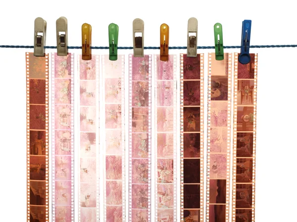 Kleinbild-Filmstreifen, Farbnegative, isoliert auf weiß — Stockfoto