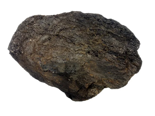Brauner Stein mit welliger Oberfläche und funkelnden Elementen, isoliert — Stockfoto