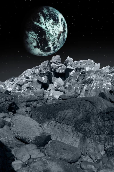 陨石或彗星对地球的途中 — 图库照片