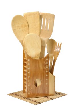 Kitchen utensils of wood clipart