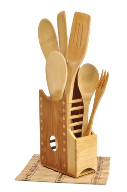 Kitchen utensils of wood clipart