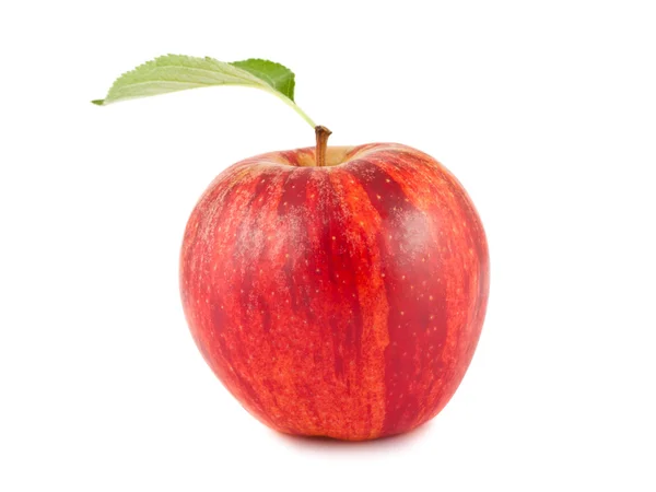 Red apple with green leaf — Stock Photo, Image