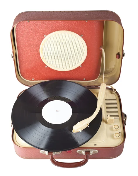 Retro přenosný gramofon — Stock fotografie