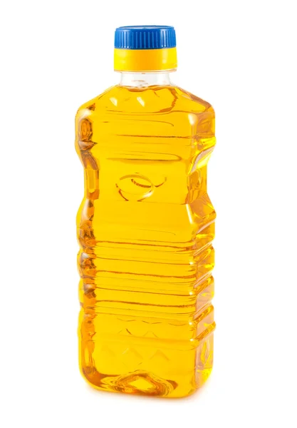 Olej roślinny w butelce z tworzywa sztucznego — Zdjęcie stockowe