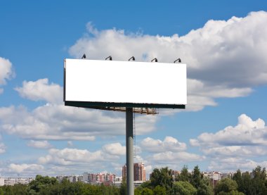 Blank billboard on blue sky background clipart