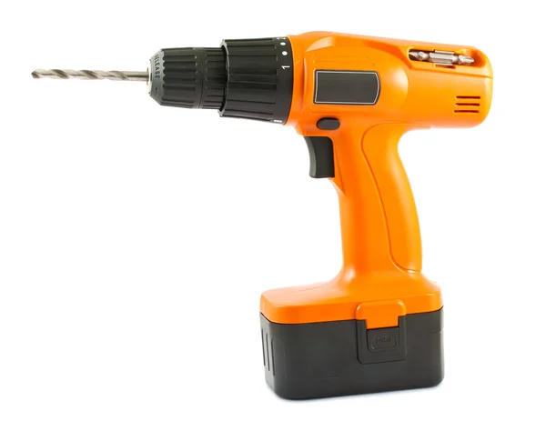 Orange cordless drill — Stock Photo, Image