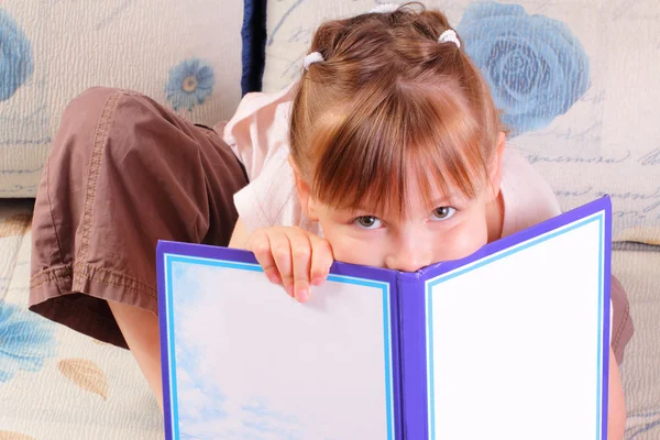 Красивая маленькая девочка с книгой — стоковое фото