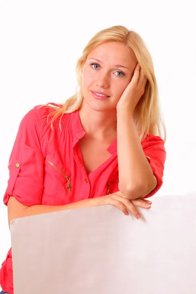 Pretty young woman with a sheet of paper — Stock Photo, Image