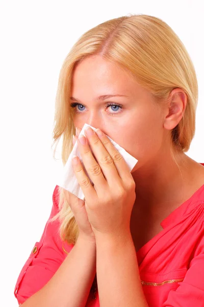 Pretty young allergic woman Stock Image