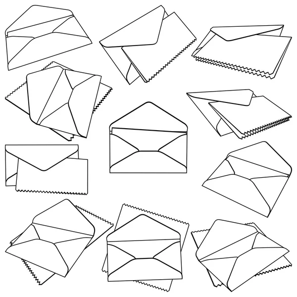 Ensemble d'enveloppes ouvertes — Image vectorielle