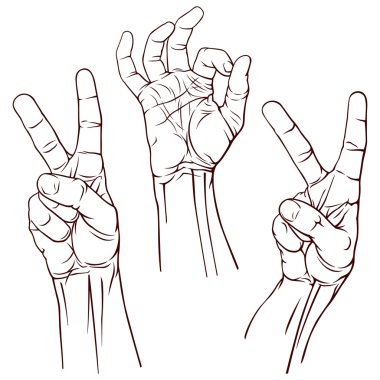 Set of three hands clipart